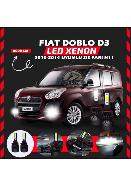 Fiat Doblo D3 2006-2012 Sis Farı Uyumlu Şimşek Etkili LED Xenon Light Series H11