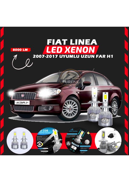 Fiat Linea 2007-2017 Uzun Far Uyumlu Şimşek Etkili LED Xenon Performance Series H1