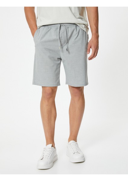 Slim Fit Şort Bermuda Beli Bağcıklı Cep Detaylı