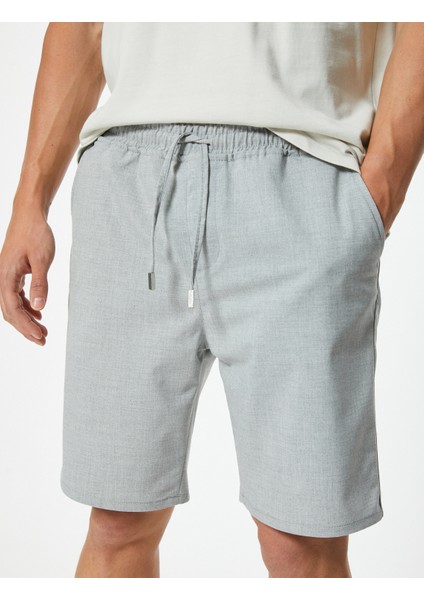 Slim Fit Şort Bermuda Beli Bağcıklı Cep Detaylı