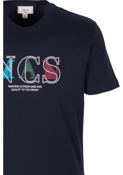 Erkek Tişört Bisiklet Yaka Lacivert Slim Fit Baskılı T-Shirt Ncs Jeans 1298 fiyatları