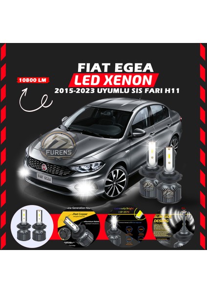 Fiat Egea 2015-2023 Sis Farı Uyumlu Şimşek Etkili LED Xenon Premium Series H11