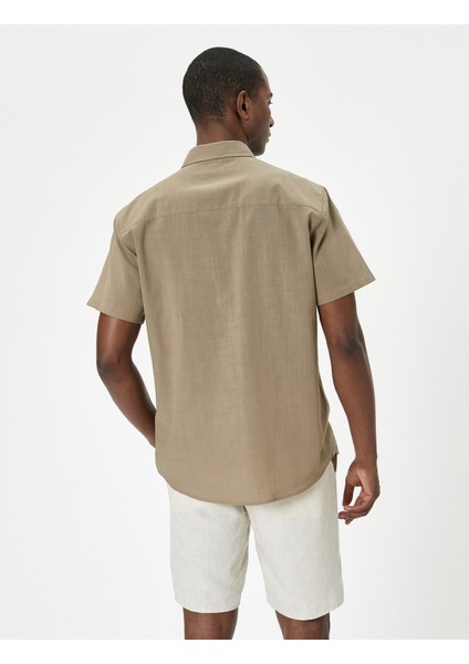 Kısa Kollu Gömlek Slim Fit Klasik Yaka Düğmeli Cep Detaylı fırsatları