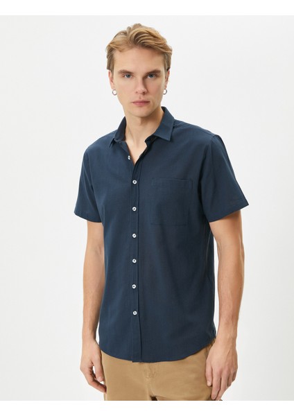Kısa Kollu Gömlek Slim Fit Klasik Yaka Düğmeli Cep Detaylı modelleri