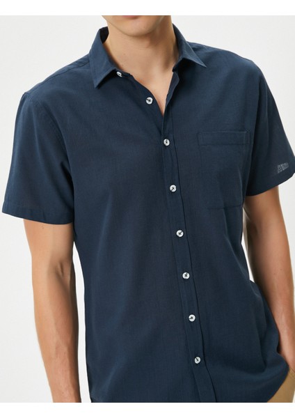 Kısa Kollu Gömlek Slim Fit Klasik Yaka Düğmeli Cep Detaylı indirimleri