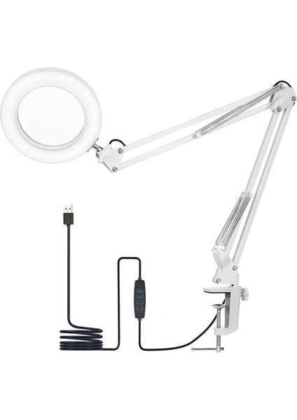 Katlanabilir 8 x Büyüteçli LED Yüz Bakımı Güzellik Tatto LED Masa Lambası 3renk Modu 10 Seviye Işık
