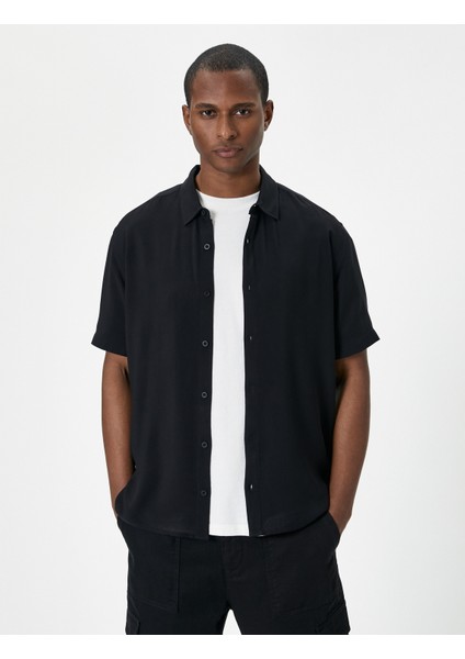 Yazlık Gömlek Kısa Kollu Klasik Yaka Düğmeli Viskon Kumaş modelleri