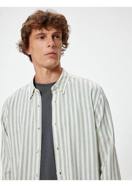 Slim Fit Gömlek Uzun Kollu Düğmeli Yaka Detaylı Pamuk Karışımlı fiyatları