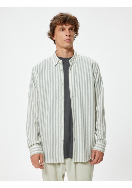 Slim Fit Gömlek Uzun Kollu Düğmeli Yaka Detaylı Pamuk Karışımlı modelleri