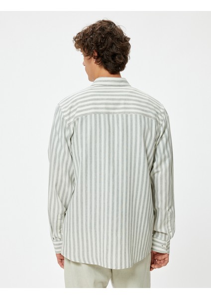 Slim Fit Gömlek Uzun Kollu Düğmeli Yaka Detaylı Pamuk Karışımlı fırsatları