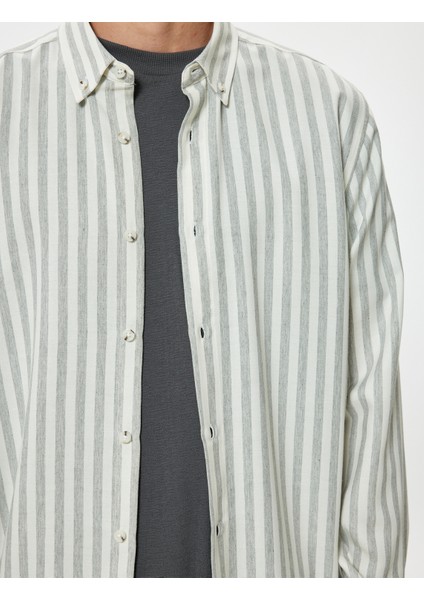 Slim Fit Gömlek Uzun Kollu Düğmeli Yaka Detaylı Pamuk Karışımlı indirimleri