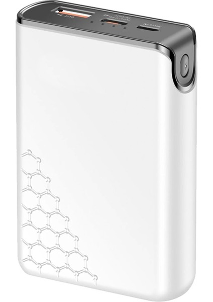 Konfulon Mini Powerbank 10000MAH 22.5W ve PD20W Type-C Input ve Output iPhone 11 12 13 14 15 Uyumlu Powerbank Beyaz Renk Güç Bankası A6Q