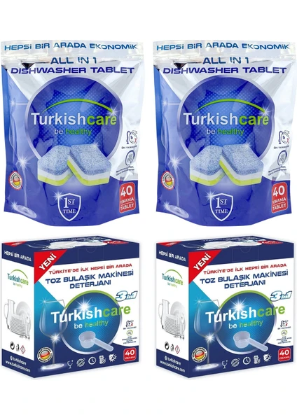 Bulaşık Mak. Tableti 40 Lı  + Toz Deterjan 40 Yıkama 4 Lü Karma Paket