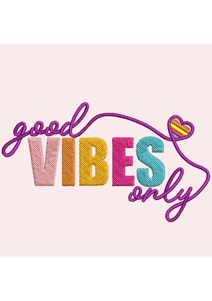 "good Vibes Only" Nakışlı Pamuklu Siyah Tshirt