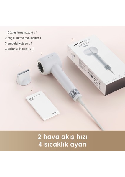 Gleam Saç Kurutma Makinesi Gray, Hızlı Saç Kurutma, Hafif Tasarım, 0.73lbs, Pürüzsüz Saçlar için 200 Milyon Negatif İyon, Sıcaklık ve Hava Akışı Kontrolü, Portatif