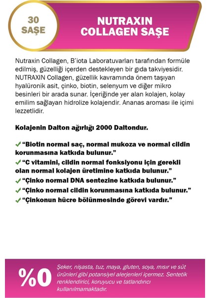 Collagen 30 Saşe 10.000 Mg Tip 1 Tip 3 Ananas Aromalı 3'lü