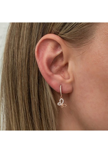 Gümüş Sallantılı Rose Kelebek Kadın Küpe fiyatları