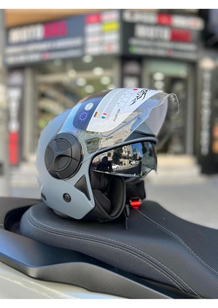 Sw 737 Mat Gri Yarım Motosiklet Kaskı