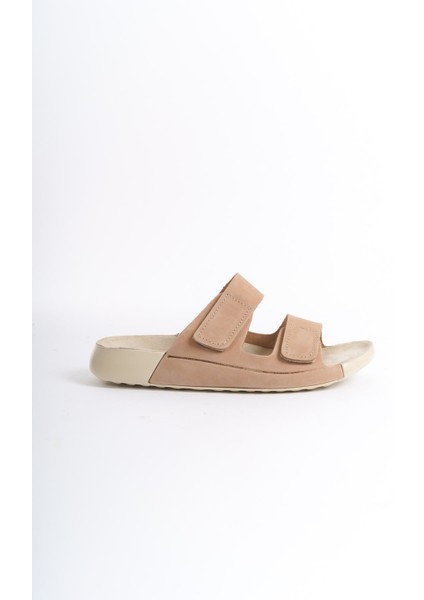 Hakiki Deri Summer Kadın Çift Bantlı Nubuk Özel Taban Bej Terlik - MSSR26-BJ fırsatları
