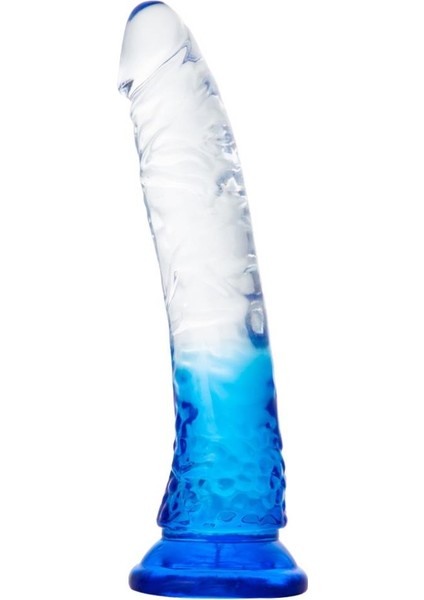 Yumurtalıksız Anal Vajina Realistik Jel Dokuda Ultra Yumuşak Şeffaf Mavi 21 cm Penis Gerçekçi Dildo