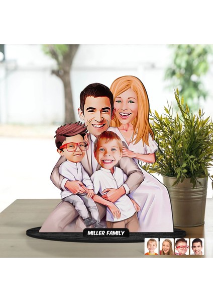 Kişiye Özel Aile Karikatürlü Ahşap Biblo Model-23 Babaya Hediye, Anneye Hediye, Ev Hediyesi fiyatları