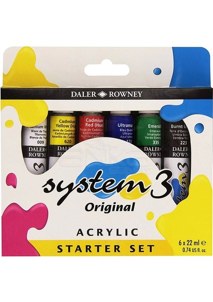 System 3 Akrilik Boya Starter Set 6X22ML 129100005