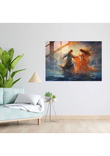 Mitoloji Cam Baskı Sanatı - Mitoloji, Ev Dekorasyonu, Yumuşak Fırça Darbeleri, Cam Baskı, 45X30 modelleri