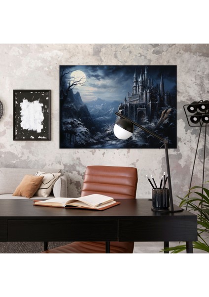 Ortaçağ Gotik Kanvas Tablo - Ortaçağ, Mehtaplı Manzara, Kanvas Tablo, Duvar Sanatı, 50X30 fiyatları