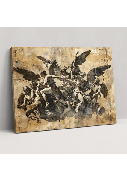 Michelangelo Melekler Şeytanlara Karşı Kanvas Tablo - Michelangelo, Michelangelo, Kanvas Tablo, Duvar Dekorasyonu, 70X50