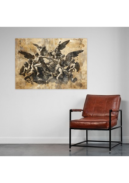 Michelangelo Melekler Şeytanlara Karşı Kanvas Tablo - Michelangelo, Michelangelo, Kanvas Tablo, Duvar Dekorasyonu, 70X50 modelleri