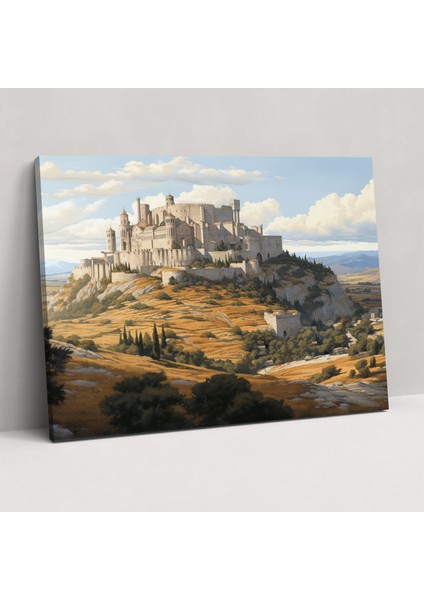 Antik Ortaçağ Kalesi Kaligrafi Baskı - Ortaçağ, Elegance, Duvar Sanatı, Kanvas Tablo, 50X30