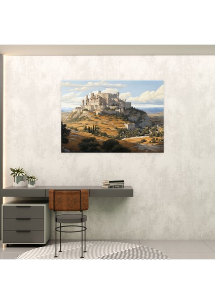 Antik Ortaçağ Kalesi Kaligrafi Baskı - Ortaçağ, Elegance, Duvar Sanatı, Kanvas Tablo, 50X30 fiyatları