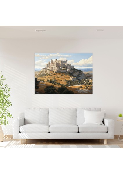 Antik Ortaçağ Kalesi Kaligrafi Baskı - Ortaçağ, Elegance, Duvar Sanatı, Kanvas Tablo, 50X30 modelleri