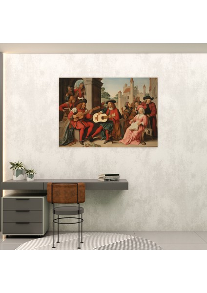Ortaçağ Ozanları Kanvas Tablo - Ortaçağ, Ev Dekorasyonu, Ortaçağ, Duvar Süslemesi, 50X30 fiyatları