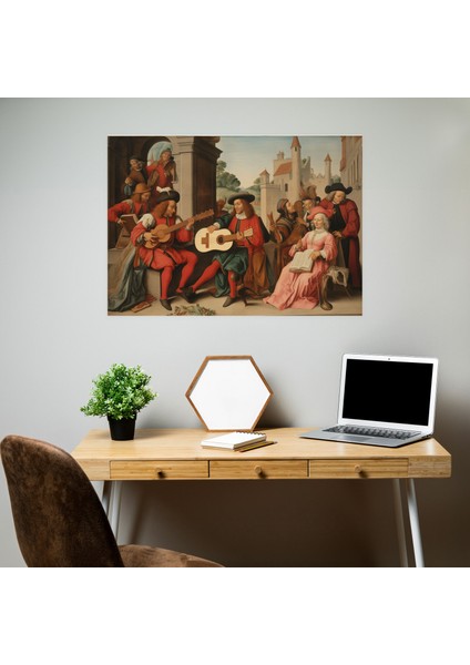 Ortaçağ Ozanları Kanvas Tablo - Ortaçağ, Ev Dekorasyonu, Ortaçağ, Duvar Süslemesi, 50X30 modelleri