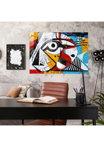 Pablo Picasso Cam Baskı - Cesur Soyut Kompozisyon - Pablo Picasso, Modern Sanat, Cesur Renkler, Soyut Sanat, 45X30