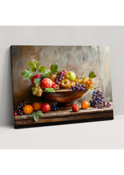 Realizm Meyve Sepeti Duvar Tablosu - Realizm, Duvar Süslemesi, Kanvas Tablo, Kanvas Tablo, 50X30