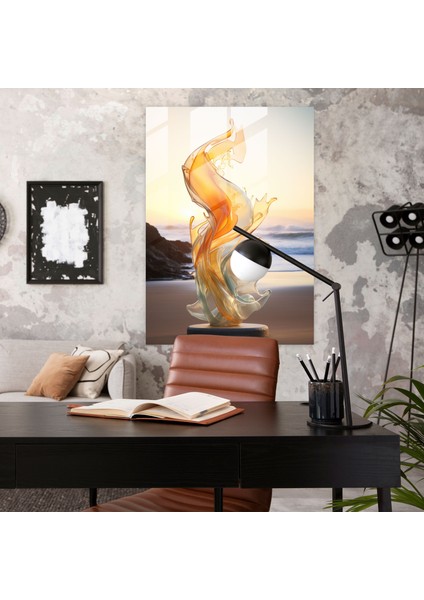 Gerçekçi Cam Heykel - Plaj Serenity Cam Baskı - Gerçekçi Cam Heykel, Okyanus Dalgaları, Altın Kum, Cam Sanatı, 30X45 fiyatları