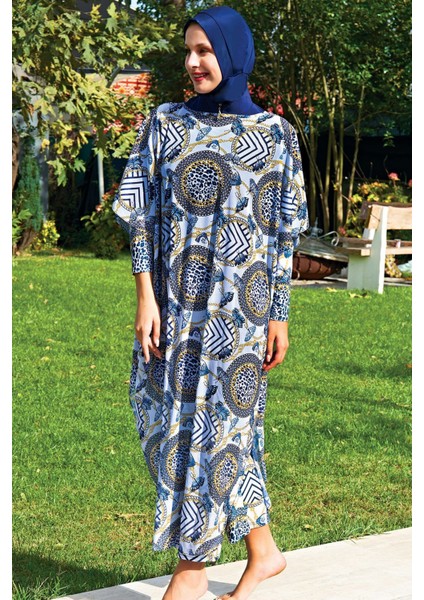 Tesettür Mayo Üzerine Örme Tek Kaftan Pareo 2417-1P