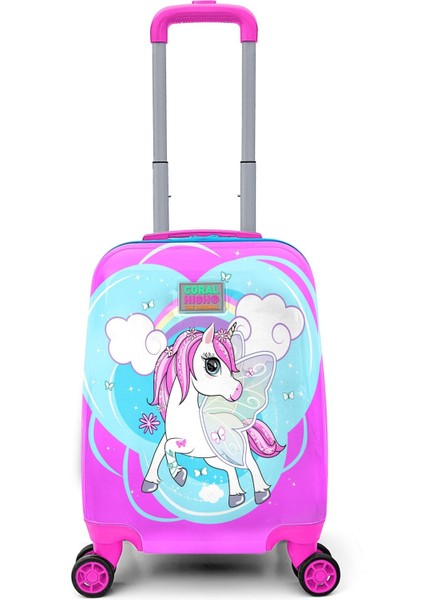 Günlük Kids Mavi Neon Pembe Unicorn Desenli Çocuk Valizi 16712 Mavi Desenli Plastik Hayır T4 100% O