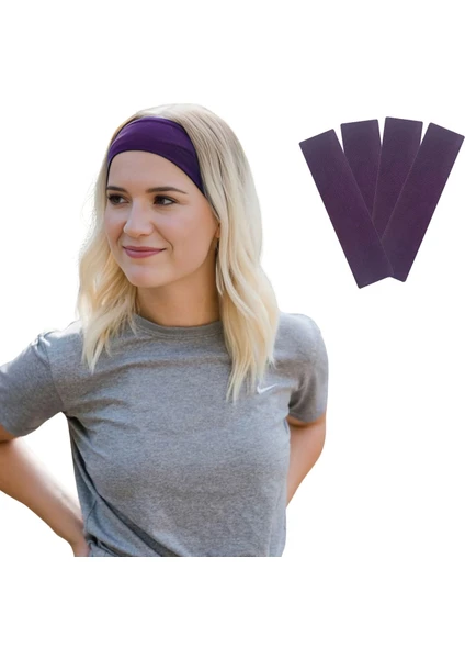 Salvia Dione Saç Bandı 4lü Kadın Erkek Spor Pamuk Likra Bandana Fitness Tenis Koşu Yürüyüş Trekking Makyaj Yüz Cilt Temizliği Bandi Outdoor Yoga Pilates Ter Alın Kafa Bandı Headband Hairband Seti