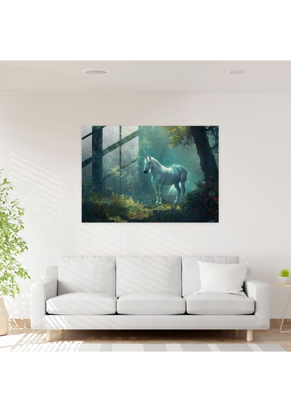 Ön Raphael Kardeşliği Cam Baskı - Görkemli Tek Boynuzlu At - Ön Raphael Kardeşliği, Cam Duvar Sanatı, Tek Boynuzlu At Sanatı, Büyülü Orman, 45X30 fiyatları
