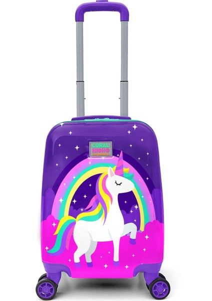 Günlük Kids Mor Su Yeşili Unicorn Desenli Çocuk Valizi 16729 T4 Desenli Plastik Desenli Mor Hayır 1