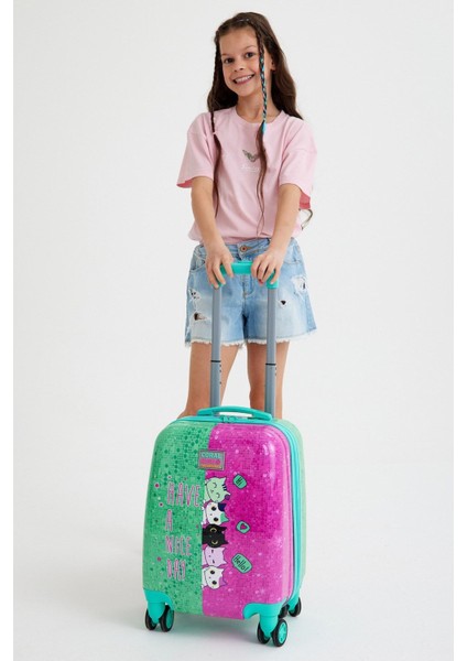 Yeşil Kids Pembe Su Yeşili Kedi Desenli Çocuk Valizi 16725 Günlük Desenli Desenli Hayır 100% Origin fiyatları