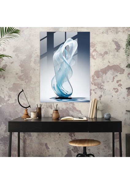 Gerçekçi Cam Heykel - Yarı Saydam Dalgalar Cam Baskı - Gerçekçi Cam Heykel, Modern Sanat, Yarı Saydam Dalgalar, Cam Duvar Sanatı, 50X70