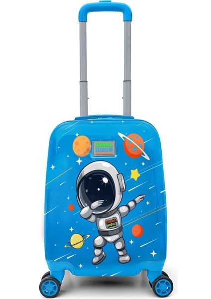 Hayır Kids Lacivert Mavi Astronot Çocuk Valizi 16751 Mavi 100% Original T4 Desenli Günlük Desenli P