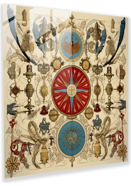 Osmanlı Bayrakları Cam Baskı - Osmanlı Devleti, Bayraklar, Semboller, Cam Sanatı, 30X30 cm