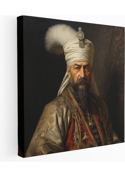 Kanuni Sultan Süleyman Portresi Kanvas Tablo, 30X30 cm