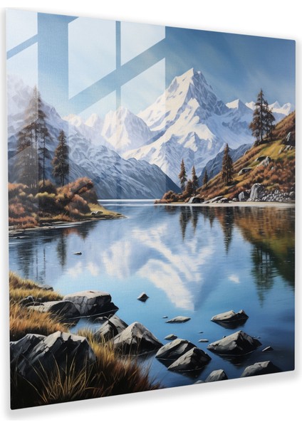 Dünyanın En Güzel Manzaraları - Dağ Yansıması Cam Baskı - Dünyanın En Güzel Manzaraları, Sıradağlar, Huzur, Modern Sanat, 30X30