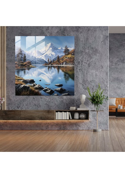 Dünyanın En Güzel Manzaraları - Dağ Yansıması Cam Baskı - Dünyanın En Güzel Manzaraları, Sıradağlar, Huzur, Modern Sanat, 30X30 fiyatları